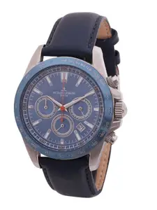Jacques Lemans Men Printed Leather Wrap Around Straps Analogue Chronograph Watch 1-1836B