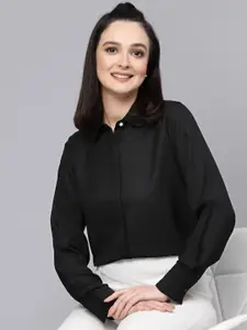 Style Quotient Smart Opaque Spread Collar Formal Shirt