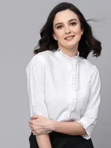 Style Quotient Smart Opaque Mandarin Collar Casual Shirt