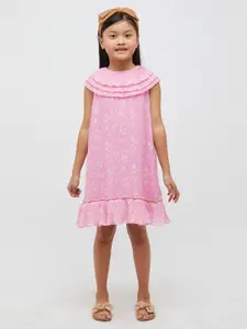 One Friday Girls Floral Printed Ruffled A-Line Dress