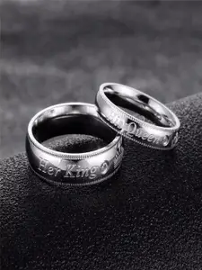 University Trendz Set Of 2 Silver-Plated King & Queen Couple Finger Ring Set