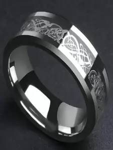 UNIVERSITY TRENDZ Men Silver-Plated Dragon Designed Round Finger Ring