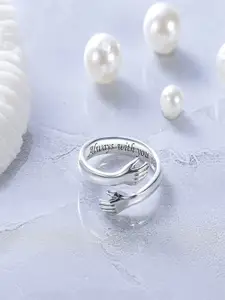 UNIVERSITY TRENDZ Women Silver Plated Hugging Hand Adjustable Ring