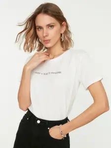 Trendyol Typography Printed Pure Cotton T-shirt