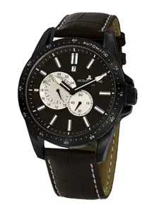 Jacques Lemans Men Embellished Dial & Leather Straps Analogue Watch 1-1775E