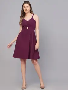 Selvia Cut-Out Detail Gathered Sleeveless A-Line Dress