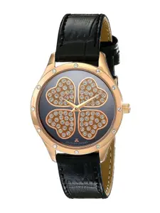 Jacques Lemans Women Embellished Dial & Leather Wrap Around Straps Analogue Watch 1-1803G