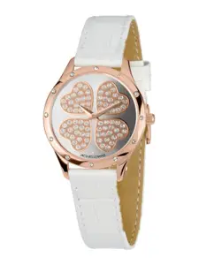Jacques Lemans Women Embellished Dial & Leather Wrap Around Straps Analogue Watch 1-1803H