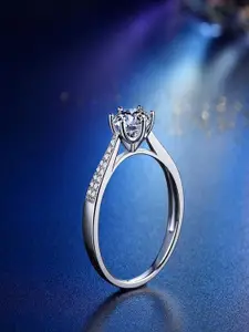UNIVERSITY TRENDZ Silver-Plated Crystal Studded Adjustable Finger Ring