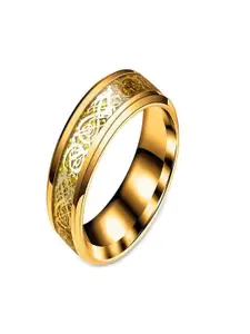 UNIVERSITY TRENDZ Men Gold-Plated Celtic Dragon Finger Ring