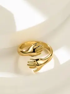UNIVERSITY TRENDZ Gold-Plated Adjustable Hug Hand Finger Ring