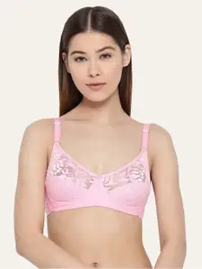 Lady Lyka Floral Non-Padded Non-Wired Medium Coverage All Day Comfort Cotton T-shirt Bra