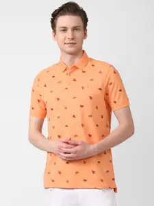 SIMON CARTER LONDON Conversational Printed Polo Collar Slim Fit T-shirt