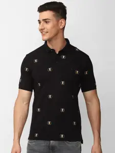 SIMON CARTER LONDON Conversational Printed Polo Collar Slim Fit T-shirt