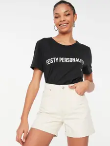 Trendyol Women High-Rise Cotton Denim Shorts