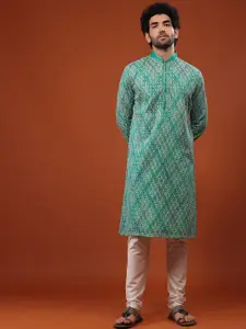 KALKI Fashion Geometric Embroidered Pure Silk Kurta With Churidar