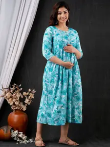 Mialo fashion Floral Printed Maternity Fit and Flare Ethnic Dress