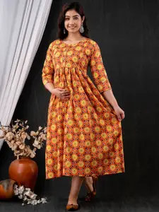 Mialo fashion Floral Printed Maternity Fit and Flare Ethnic Dress