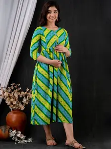 Mialo fashion Ethnic Motifs Printed Maternity Fit and Flare Ethnic Dress
