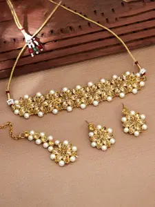Sukkhi Gold-Plated Kundan Choker Necklace Set