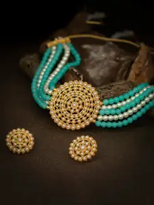 Sukkhi Gold Plated Artificial Beads Choker Necklace Set