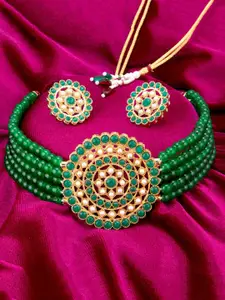 Sukkhi Gold-Plated Artificial Beads Choker Necklace Set