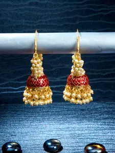 Sukkhi Gold Plated Beaded Contemporary Jhumkas Earrings