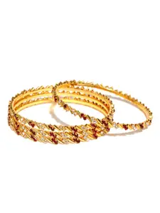 Sukkhi Set Of 4 18K Gold-Plated AD-Studded Bangles