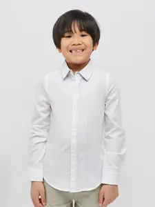 One Friday Boys Premium Self Design Embroidered Pure Cotton Formal Shirt