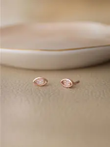 MANNASH Rose Gold-Plated Oval Studs Earrings