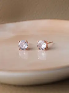 MANNASH Rose Gold Plated Circular Studs Earrings