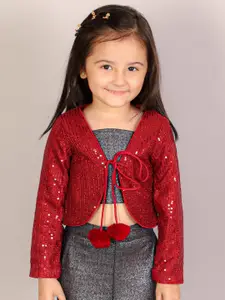 LIL DRAMA Girls Sequin Embellished Top With Tie up