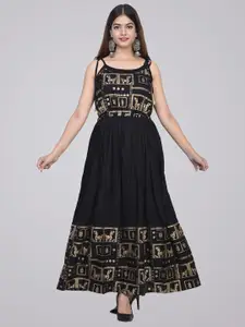 METRO-FASHION Ethnic Motifs Printed Shoulder Straps Maxi Dress