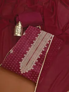Inddus Woven Design Zari Organza Unstitched Dress Material
