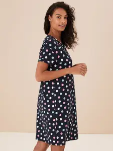 Marks & Spencer Polka Dots Printed Pure Cotton Nightdress
