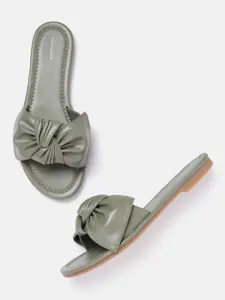 Van Heusen Woman Open Toe Flats with Bow Detail