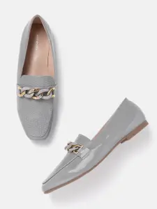 Van Heusen Woman Textured Loafers with Chain Detail