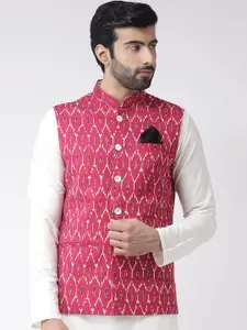 KISAH Men Printed Zari  Regular Fit Nehru Jacket