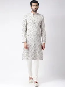 KISAH Men Printed  Regular Fit Kantha Print Kurta