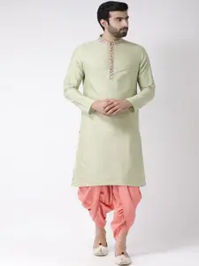 KISAH Men Solid Regular Fit Thread Work Kurta
