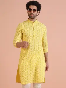 KISAH Men Printed Regular Fit Chevron Print Kurta