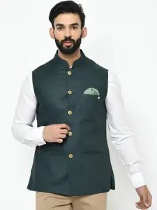 KISAH Men Solid Zari  Regular Fit Nehru Jacket