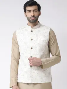 KISAH Men Printed Zari  Regular Fit Nehru Jacket