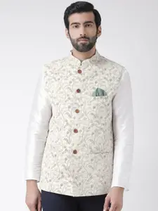 KISAH Men Kantha Printed Regular Fit Nehru Jacket