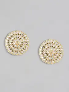 Peora Gold-Plated Kundan Circular Stud Earrings