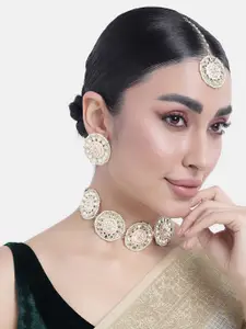 Peora Gold-Plated Kundan Choker Necklace Jewellery Set