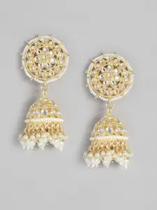 Peora White Gold-Plated Dome Shaped Jhumkas Earrings