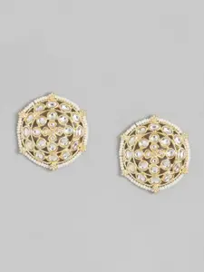 Peora White Gold-Plated Kundan Studded Circular Studs Earrings
