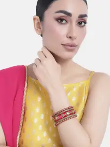 Peora Women Set of 2 Kundan Studded Silk Thread Bangles