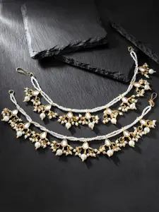 Peora White Gold-Plated Contemporary Ear Cuffs